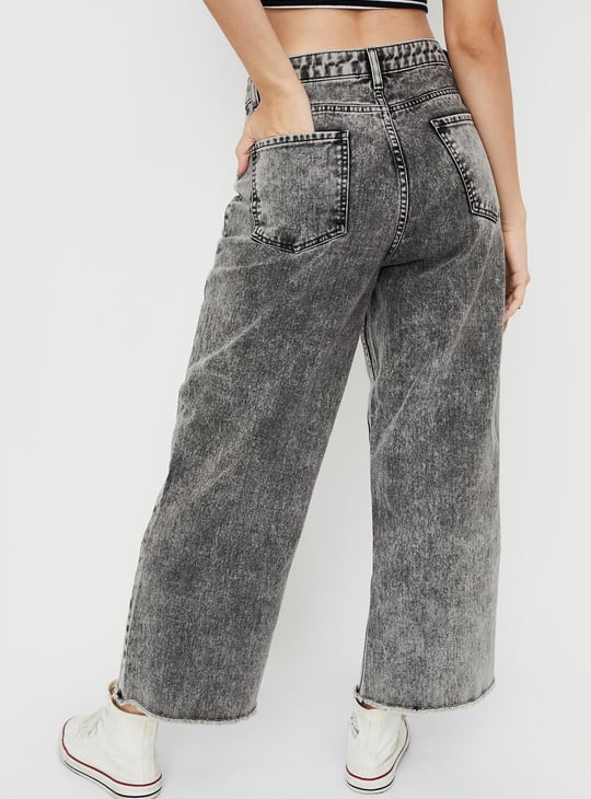 Women Washed Wide Leg Jeans