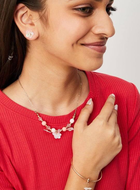 Girls Floral Necklace Set with Bracelet