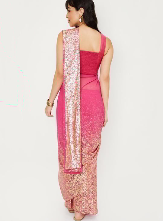 Women Sequinned Pre-Stitched Saree and Blouse Set