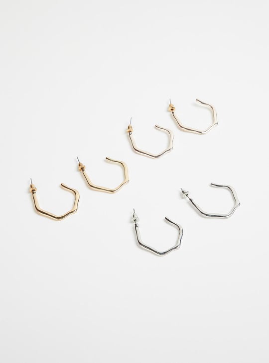 Women Half Hoop Earrings Pack of