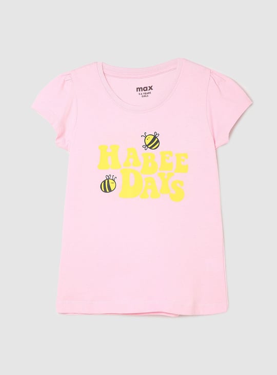 Girls Typographic Printed T-shirt