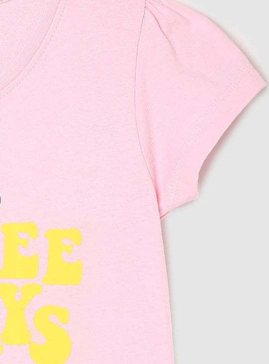 Girls Typographic Printed T-shirt