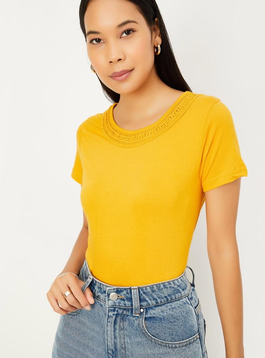 Women Lace Detail Blouson Top