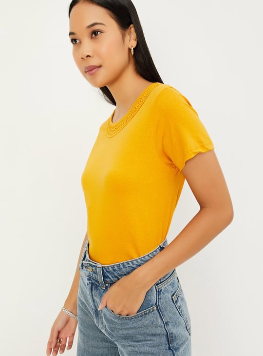 Women Lace Detail Blouson Top