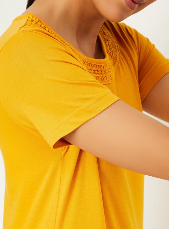 Women Lace Detail Blouson Top