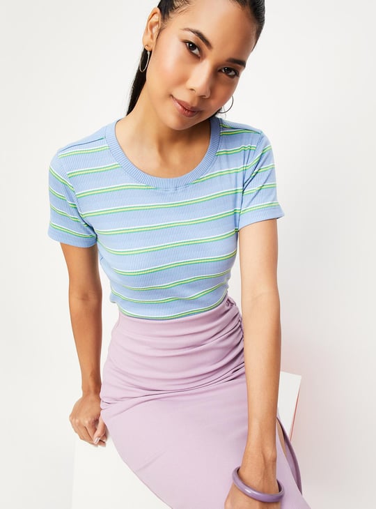 Women Striped Knit T-shirt