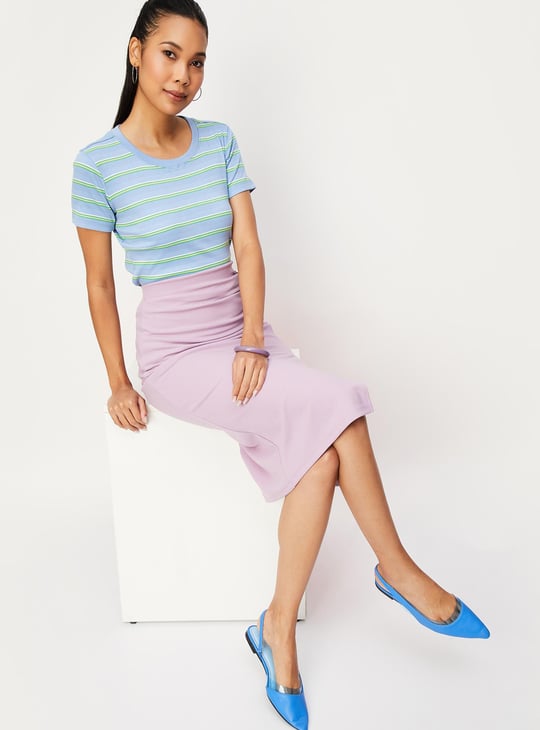 Women Striped Knit T-shirt