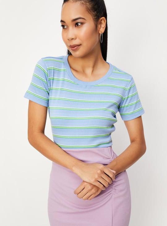 Women Striped Knit T-shirt