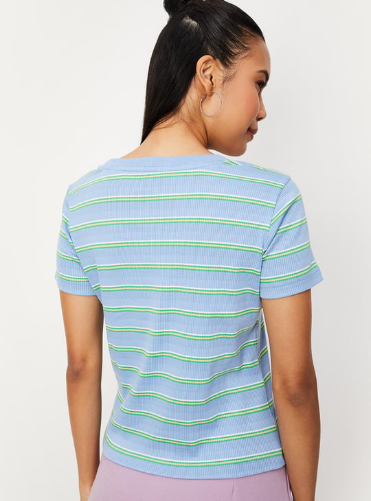 Women Striped Knit T-shirt