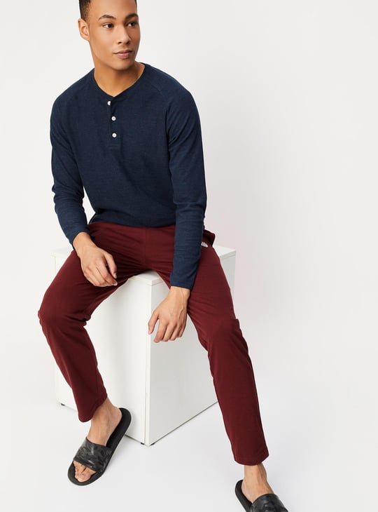 Men Textured Henley Neck T-shirt