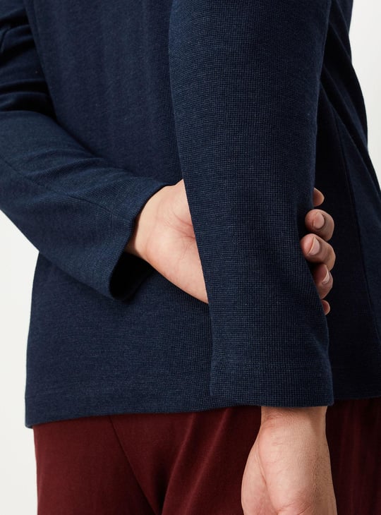 Men Textured Henley Neck T-shirt