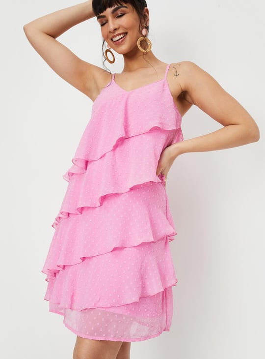 Women Ruffled Spaghetti Shift Dress