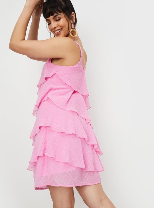 Women Ruffled Spaghetti Shift Dress
