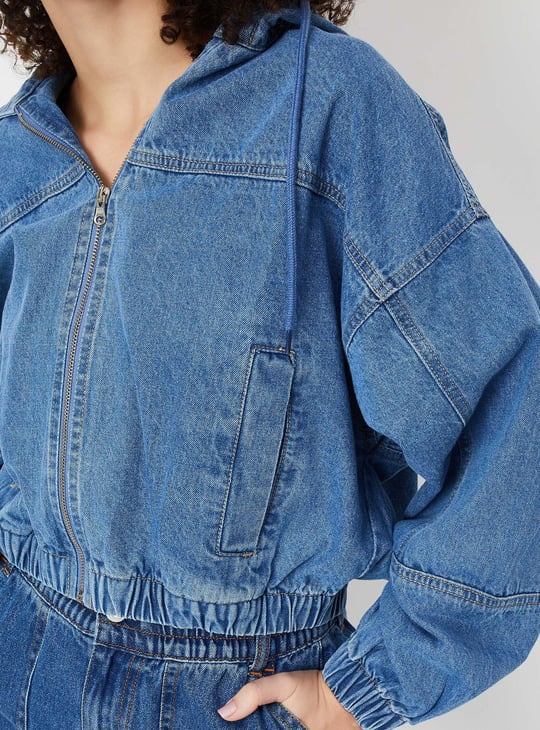 Women Hooded Denim Jacket