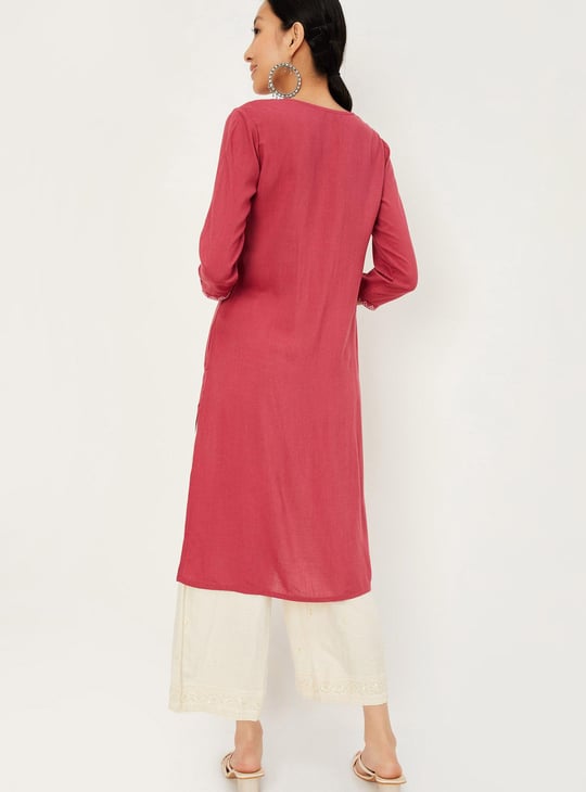 Women Embroidered Kurta with Pocket