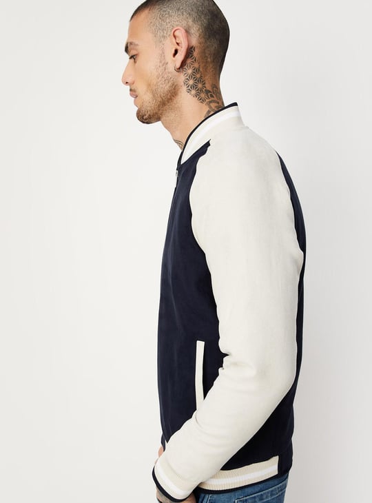 Men Colourblocked Bomber Jacket