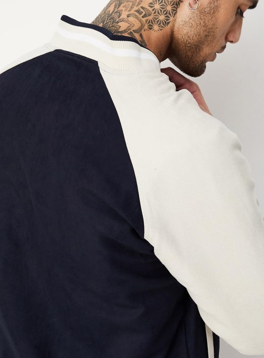 Men Colourblocked Bomber Jacket