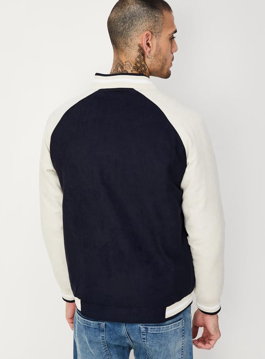 Men Colourblocked Bomber Jacket