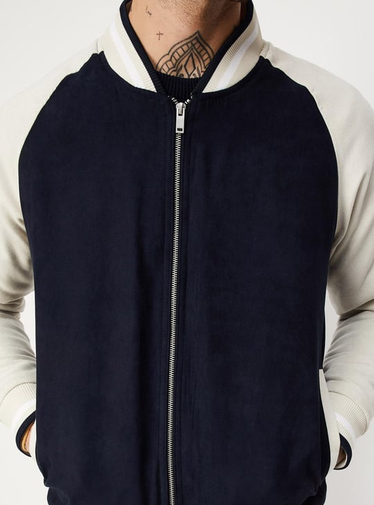 Men Colourblocked Bomber Jacket