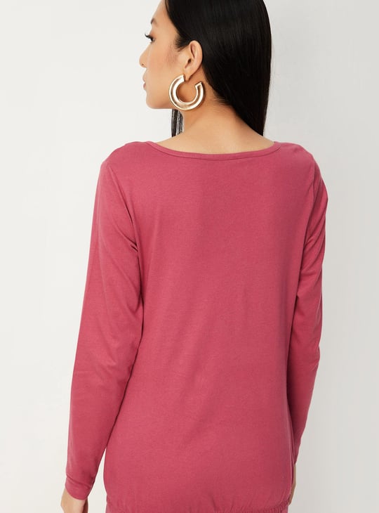 Women Crochet Yoke Tie-Up Top