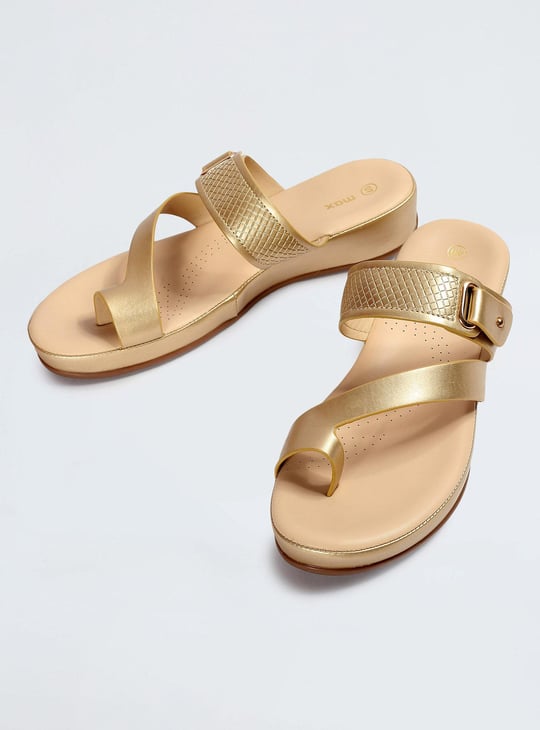 Gold flat wedge sandals best sale