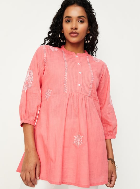 Women Embroidered Pintuck Tunic