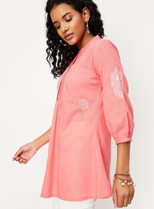 Women Embroidered Pintuck Tunic