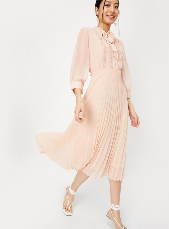 Women Pleated Midi Dress