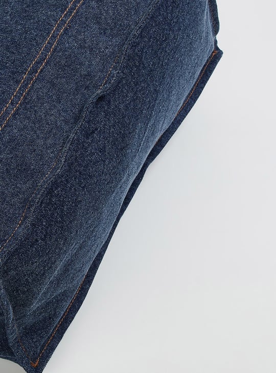 Women Denim Shopper Bag with Grommets