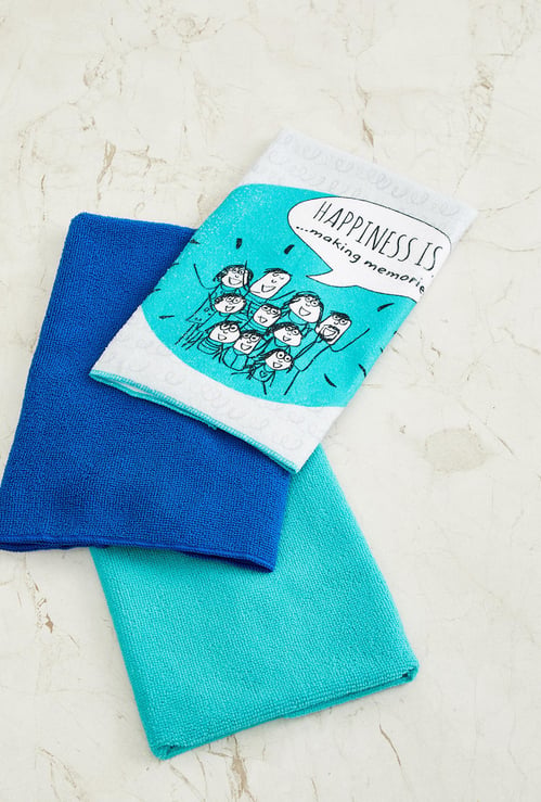 Happiness Printed Dish Cloth - Set of 3 - 40 x 60 cm