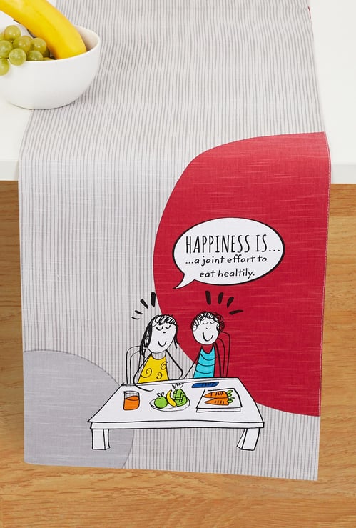 Happiness Printed Table Runner - 33 cm x 180 cm