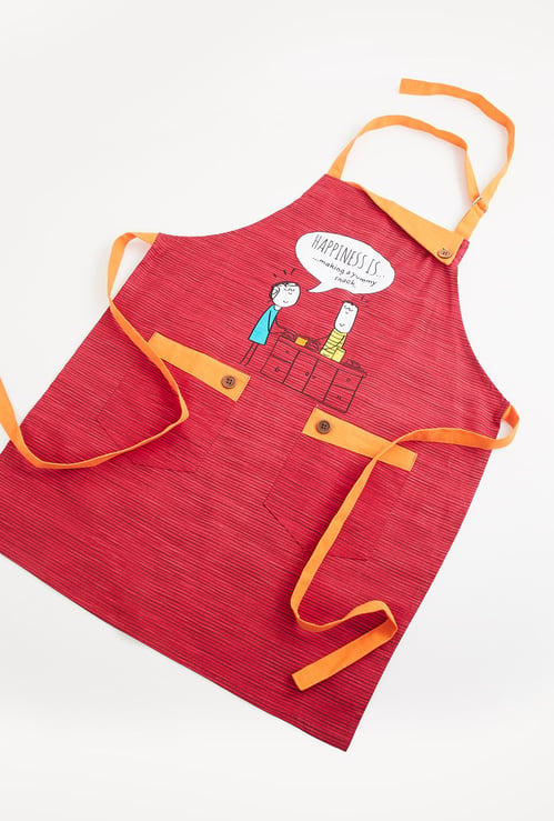Happiness Printed Kitchen Apron- 60 X 74 Cm