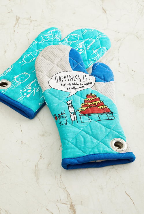 Happiness Printed Oven Mitten