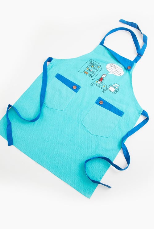 Happiness Printed Kitchen Apron- 60 x 74 cm