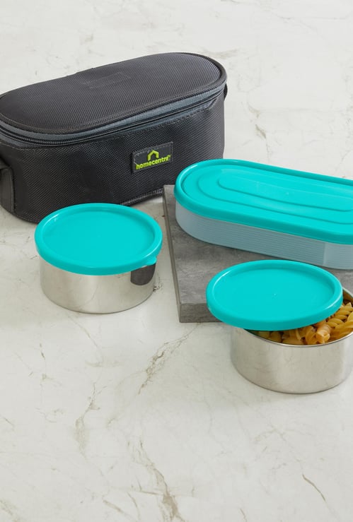 Corsica Solid 3-Pc. Lunch Box with Carry Bag
