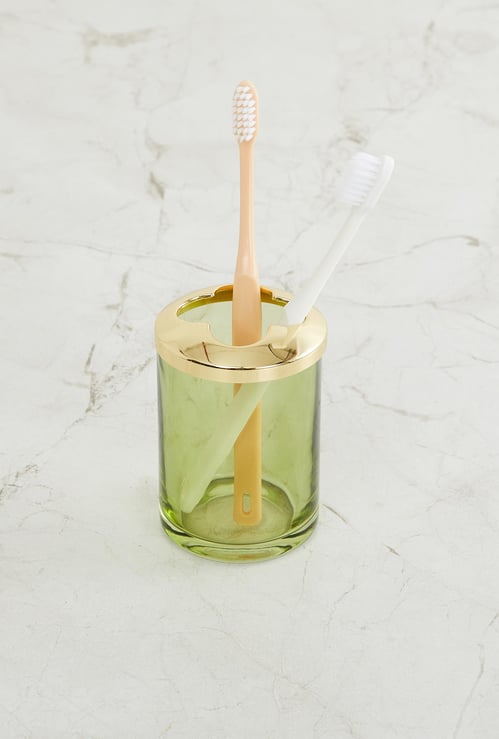 Organic Acacia Glass Toothbrush Holder