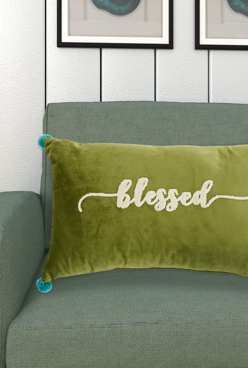 Lark Gtl Appliqued Velvet Filled Cushion - 30 x 50 Cm