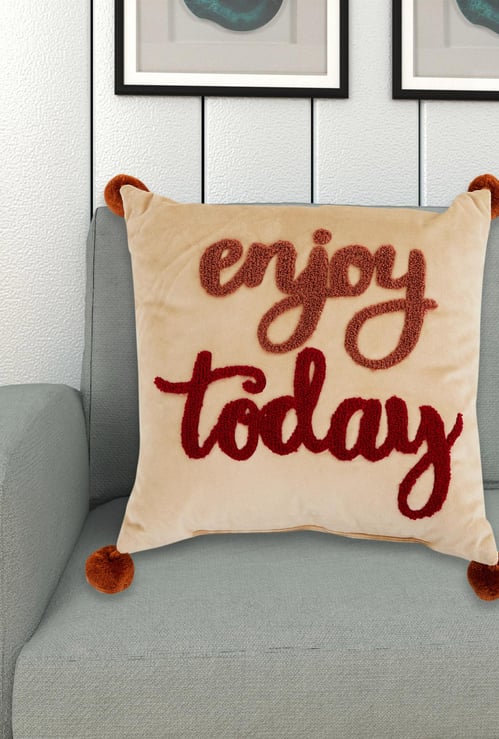 Lark Gtl Appliqued Velvet Filled Cushion - 30 x 30 cm