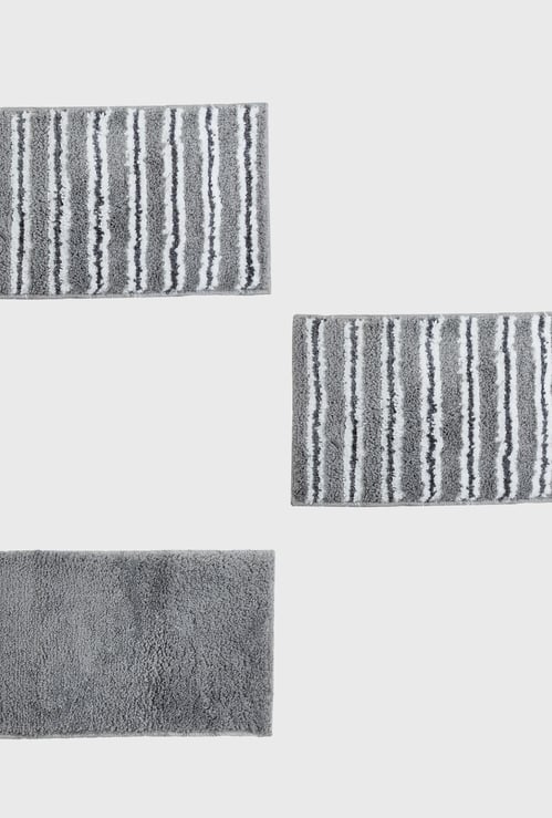 Harbour Striped Microfiber Bathmat - Set of 3 - 30 x 50 cm
