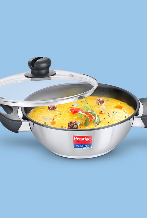 PRESTIGE Platina Pop Cookware Kadai with Lid - 1.3 L