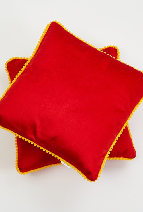 Corsica Pom-Pom Bordered Filled Cushion - Set of 2 - 30 x 30 cm