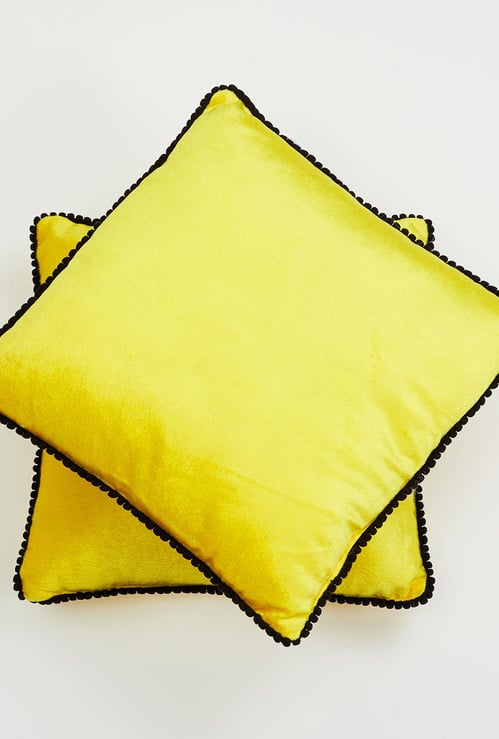 Corsica Pom-Pom Bordered Filled Cushion - Set of 2 Pcs - 30 x 30 cm
