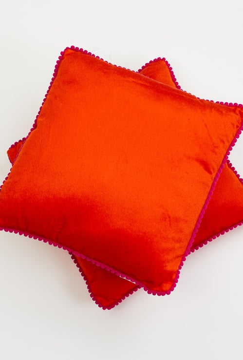 Corsica Pom-Pom Bordered Filled Cushion - Set of 2 Pcs - 30 x 30 cm