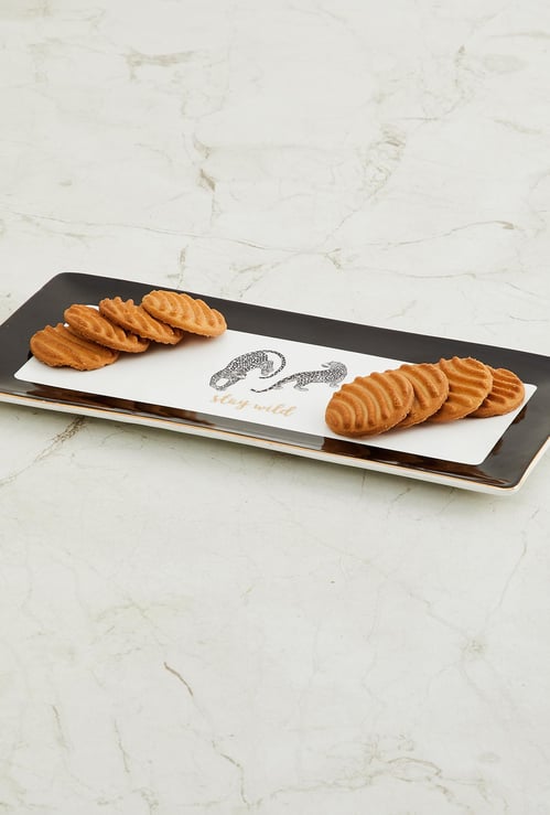 In To The Wild Printed Rectangular Platter with Gold Rim-Stay Wild