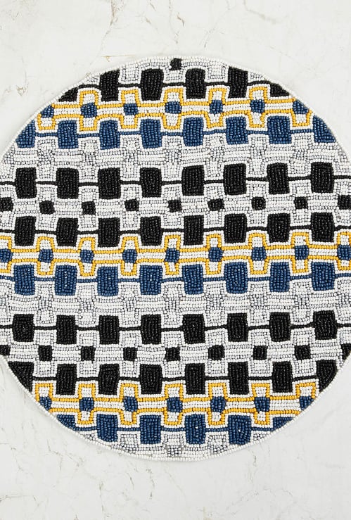 Mandarin Checkered Beaded Round Platemat