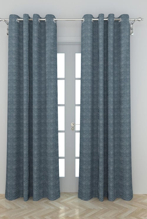 Blue Radiance Jacquard Door Curtain Pair - 110 x 225 cm