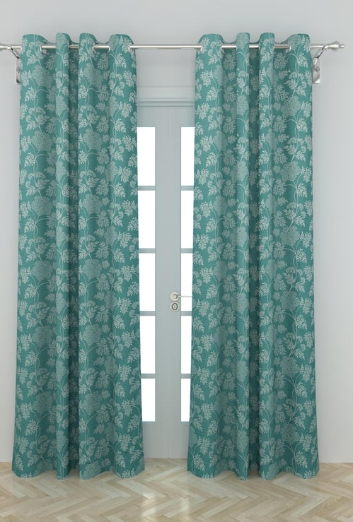 Blue Radiance Jacquard Door Curtain Pair - 110 x 225 cm
