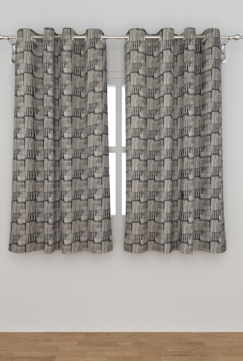 Grey Radiance Jacquard Window Curtain Pair - 110 x 160 cm