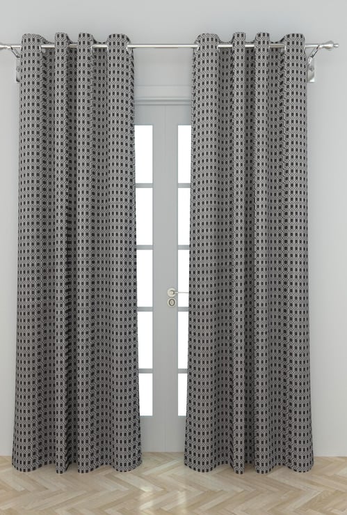 Medley Jacquard Door Curtain with Chrome Eyelets -Set of 2-110 x 225cm