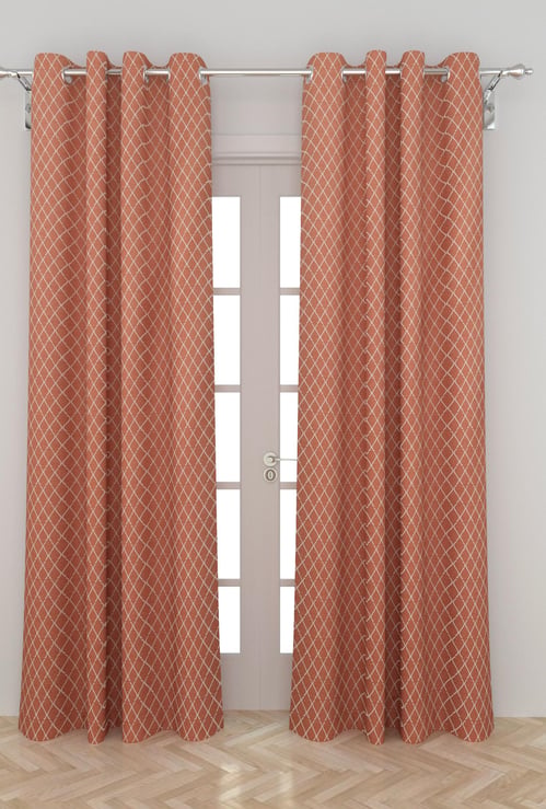 Medley Urban Chic Jacquard Door Curtain with Chrome Eyelets - Set of 2 - 110 x 225 cm